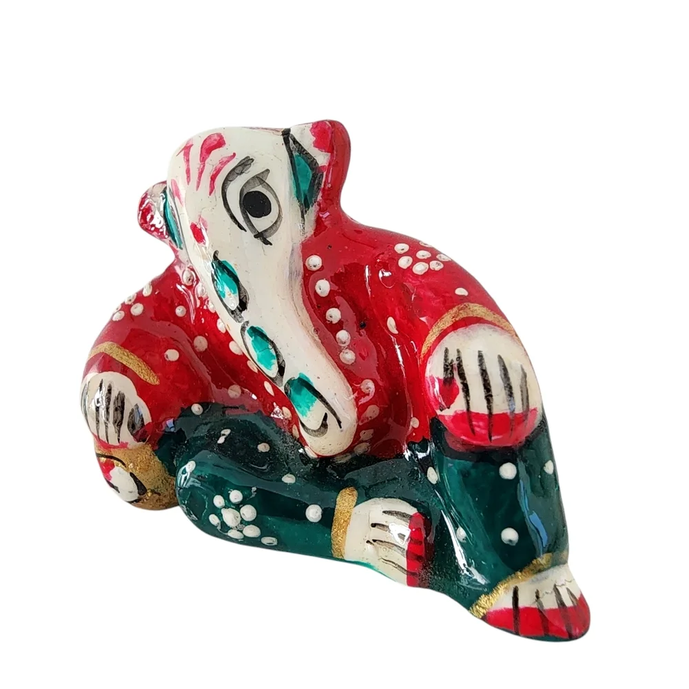 Ganesh statue small hand painted artisan made enamel on cast metal  M02